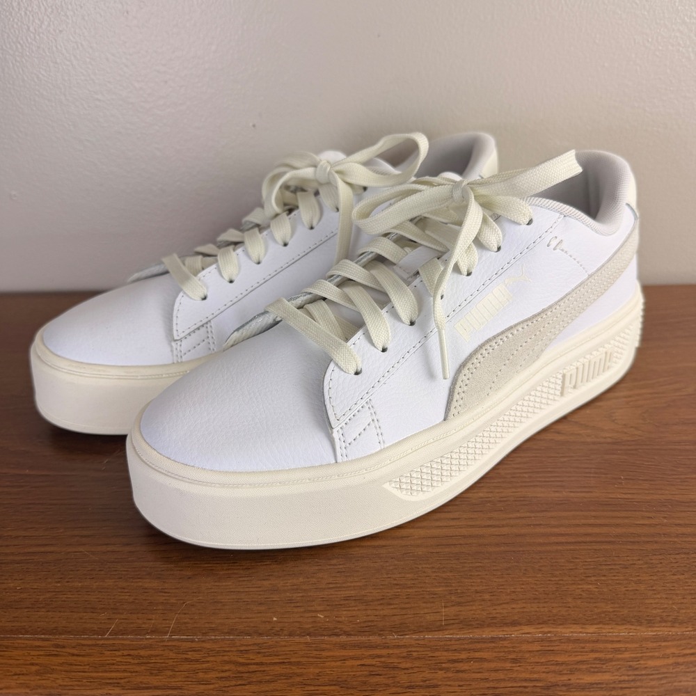 Puma Smash 3.0 Mono Twist Women's White Platform Sneakers Size 8.5